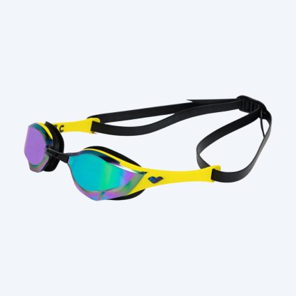Arena Elite svømmebriller - Cobra Edge SWIPE Mirror - Gul/sort (grøn mirror)