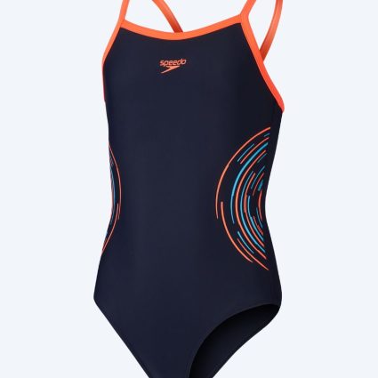 Speedo badedragt til piger - Plastisol Placement Muscleback - Mørkeblå/orange - Badedragter til piger - Sport/strand