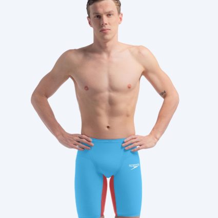 Speedo konkurrence badebukser til mænd - LZR Pure Valor 2.0 - Lyseblå/rød